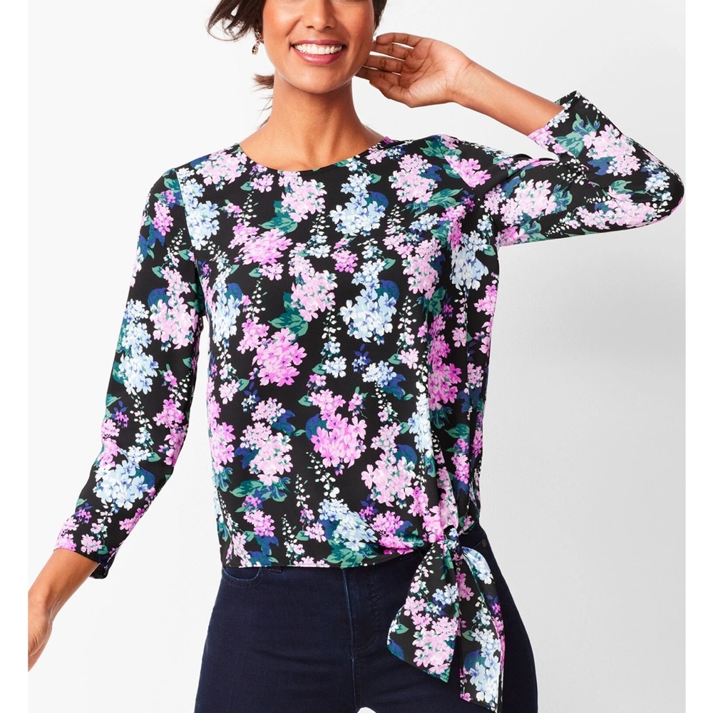 Talbots hydrangeas print blouse